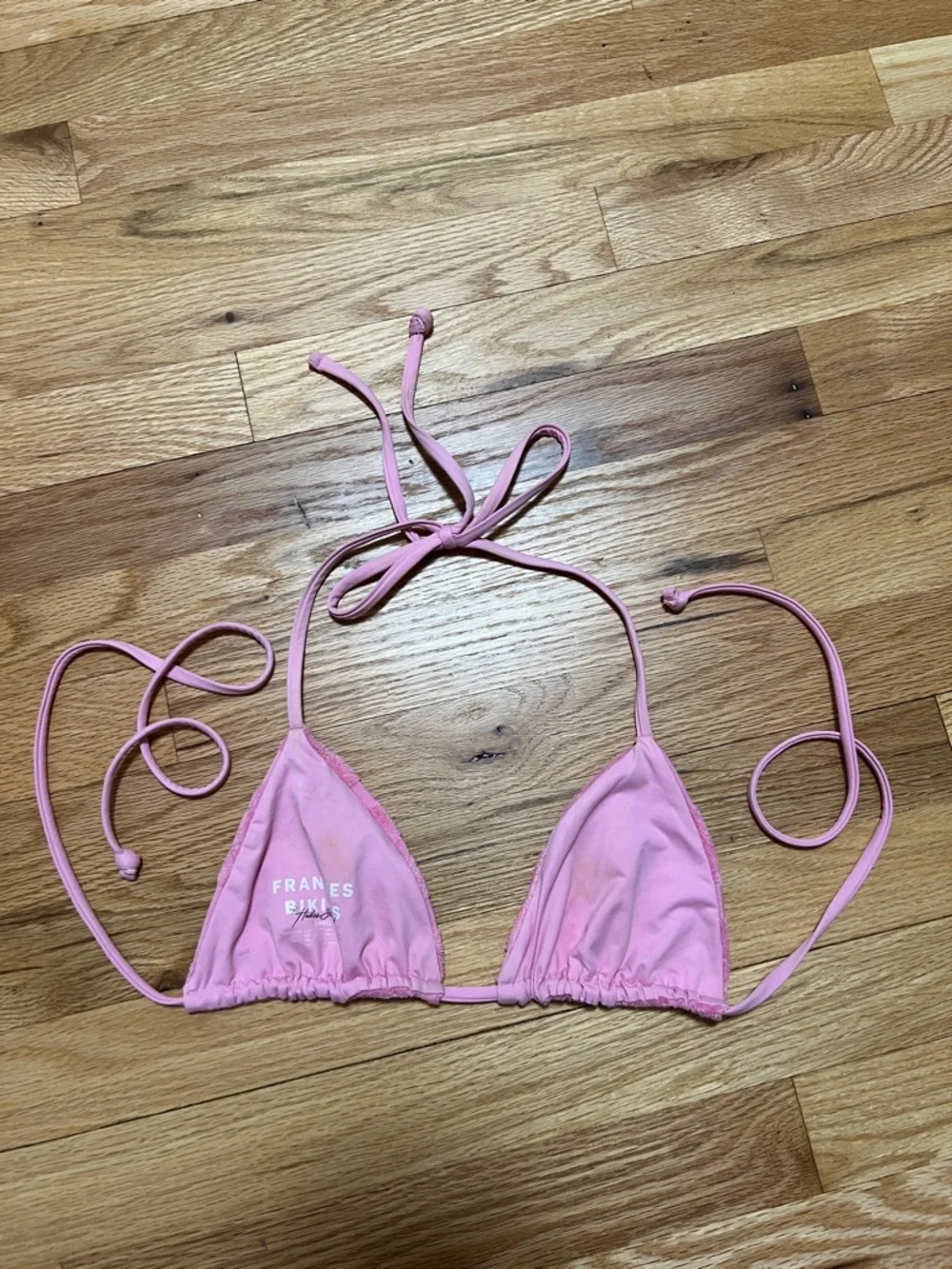 Frankie's Bikinis Pink Triangle Lace Swim Top